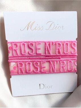 Dior Miss Dior Embroidered Rose N'Roses Pink Ribbon Bracelet or Hair Tie
